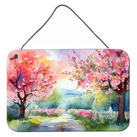 NEW Michigan Apple Blossoms in Watercolor Wall or Door Hanging Prints Aluminum Metal Sign Kitchen Wall Bar Bathroom Plaque Home Decor, 8HX12W
