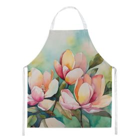 Mississippi Magnolia in Watercolor Apron Cooking Kitchen Server Baking Crafts Gardening for Adult Women Men, Unisex, Large, Multicolor