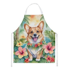 Corgi Luau Apron Cooking Kitchen Server Baking Crafts Gardening for Adult Women Men, Unisex, Large, Multicolor