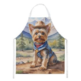 Yorkshire Terrier Yorkie Cowboy Welcome Apron Cooking Kitchen Server Baking Crafts Gardening for Adult Women Men, Unisex, Large, Multicolor