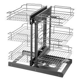 3 Tier 6 Shelf Blind Corner Pull Out Organizer Chrome Kitchen Cabinet Basket