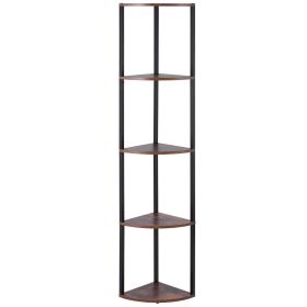 VEVOR 5 Tier Corner Shelf Tall Corner Stand with LED Light Narrow Display Rack